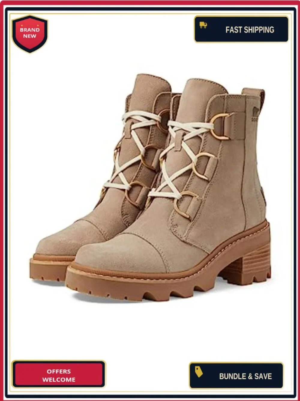 Sorel Joan Now Lace Winter Boots Leather Suede Waterproof Ankle Lace Up